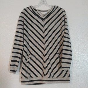 Christopher & Banks women's size S gray and black diagonal striped sweater